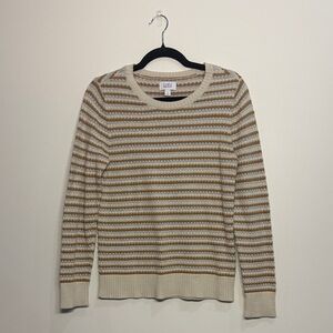 Croft & Barrow Tan and Cream Striped Sweater